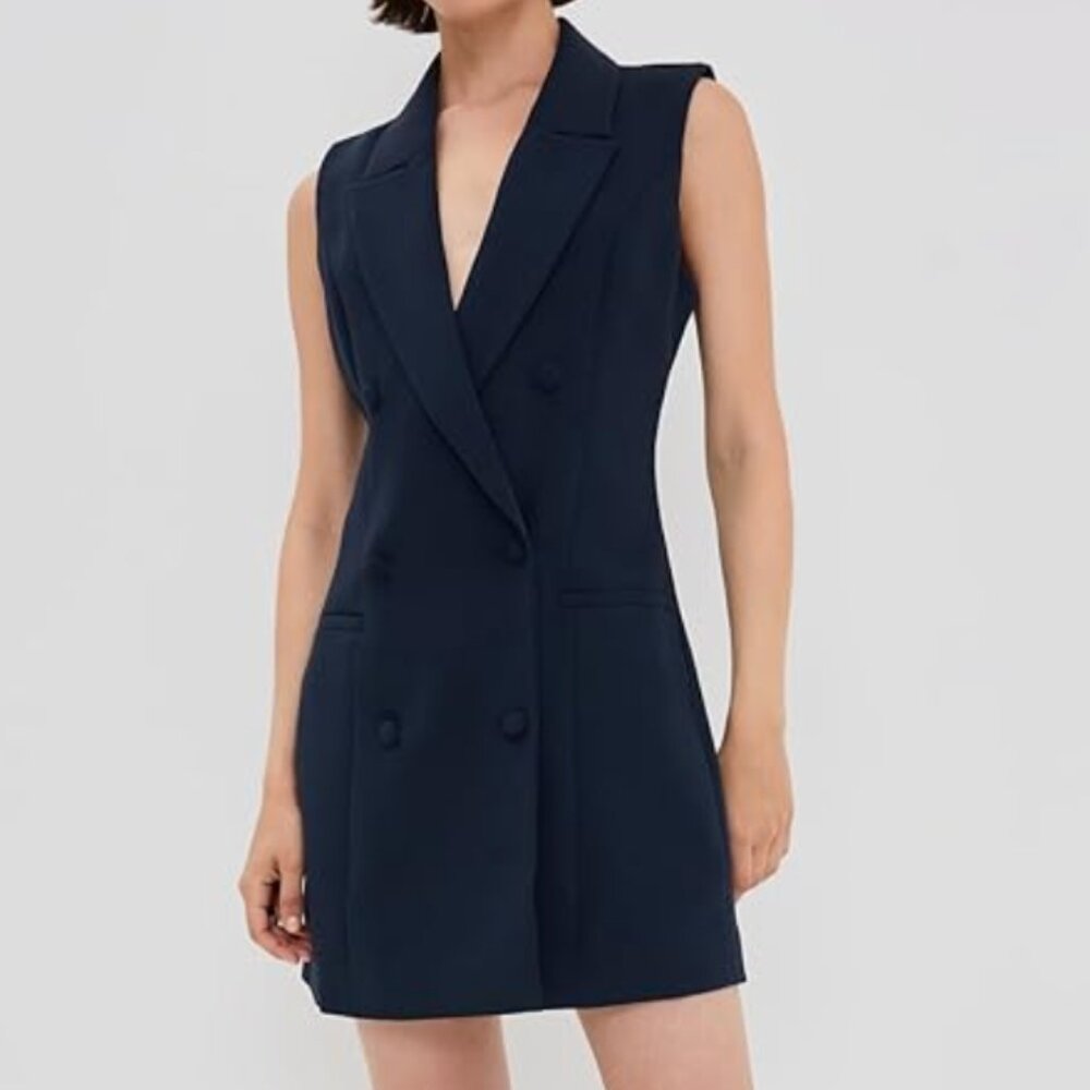 GOOD AMERICAN LUXE SUITING MINI DRESS | NEW NAVY